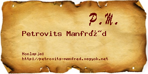 Petrovits Manfréd névjegykártya